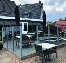 Terrassen-Windschutzsystem, Windschutzsystem, Profilsystem für Wind- und Sichtschutz